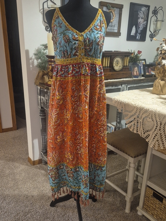 Sundance Dresses & Skirts - Sundance Floral Tiered Maxi Dress in Orange and Blue